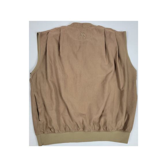 Zero‎ Restriction Golf Outer Wear Mens XL Microsuede Brown Tan Embroidered Vest - Picture 4 of 9